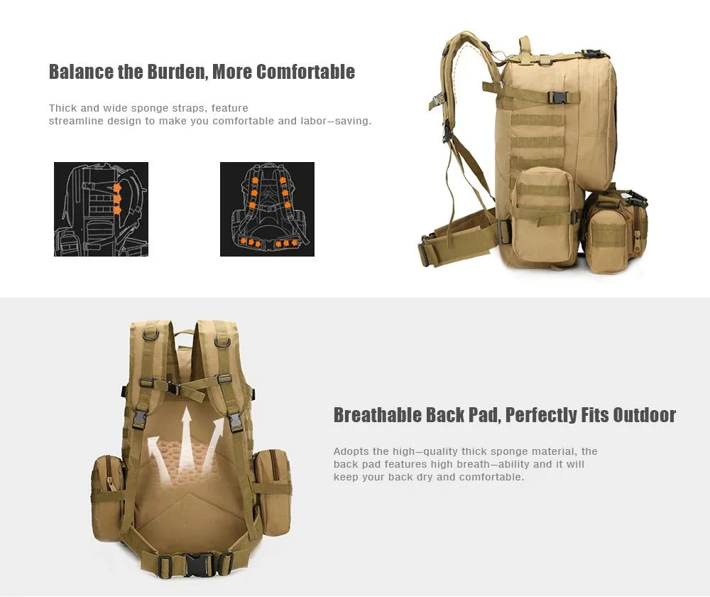 800D Tactical MOLLE 4-in-1 Multi-functional Combination Backpack 50L
