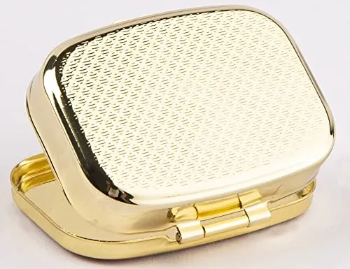 Battery Container for AAA/AA (4 PCS)  Cute Metal Pill Organizer Travel Friendly Compact Pill Box Pill Case to Hold Vitamins/Tylenol/Fish Oil/Meds/Tablet for Purse/Pocket(Happy Pills)