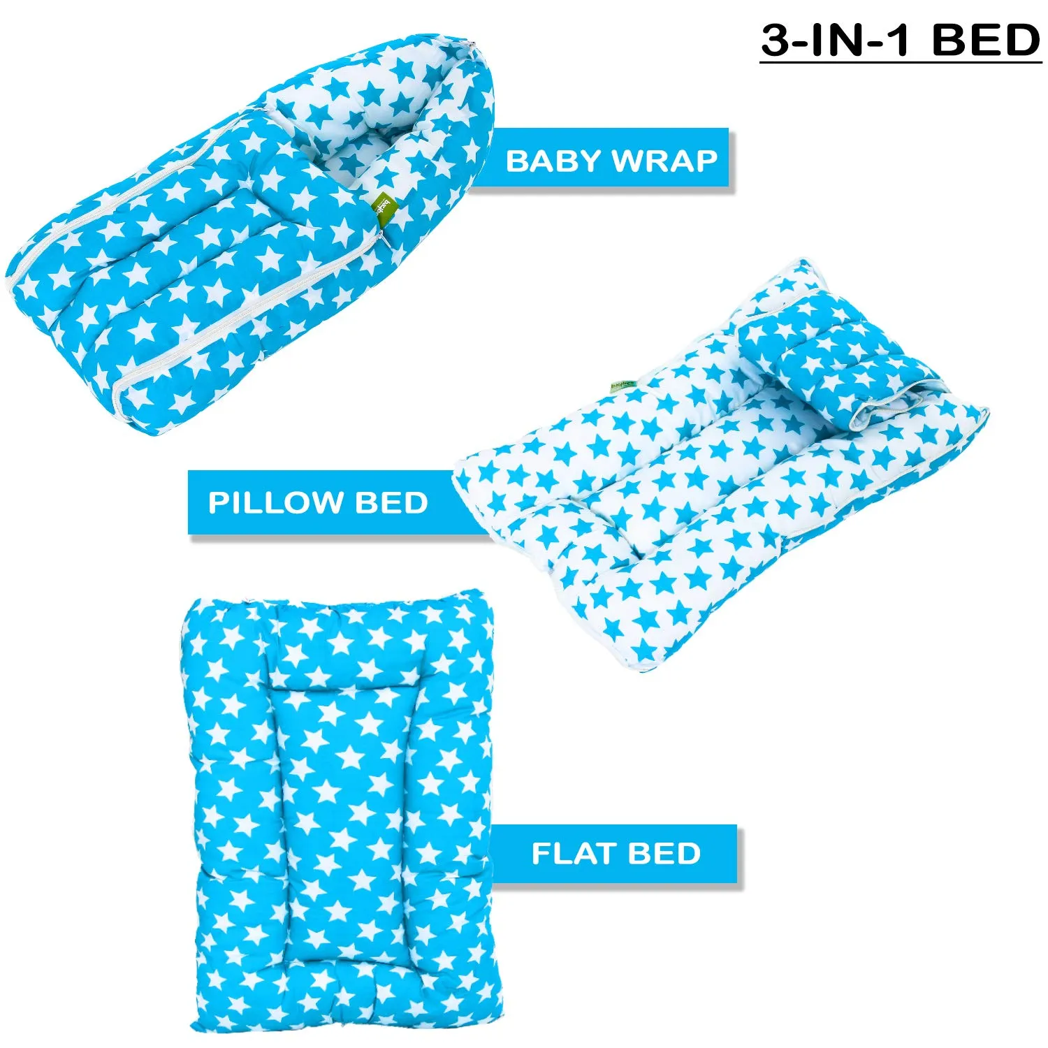 BAYBEE Little Star 3 in 1 Baby Cotton Bed Cum Carry Bed Printed Comfo Baby Sleeping Bag-Baby Bed-Infant Portable Bassinet