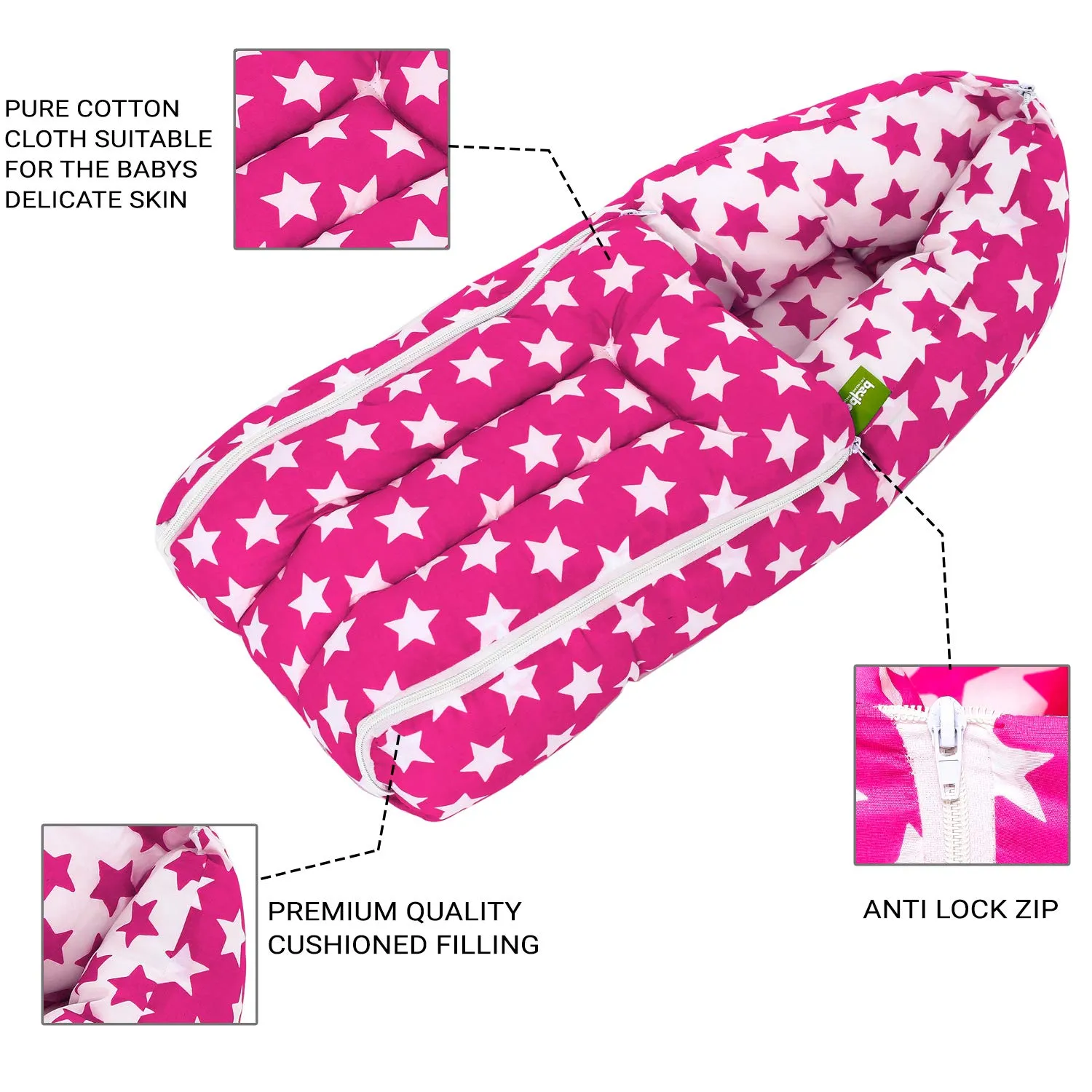 BAYBEE Little Star 3 in 1 Baby Cotton Bed Cum Carry Bed Printed Comfo Baby Sleeping Bag-Baby Bed-Infant Portable Bassinet