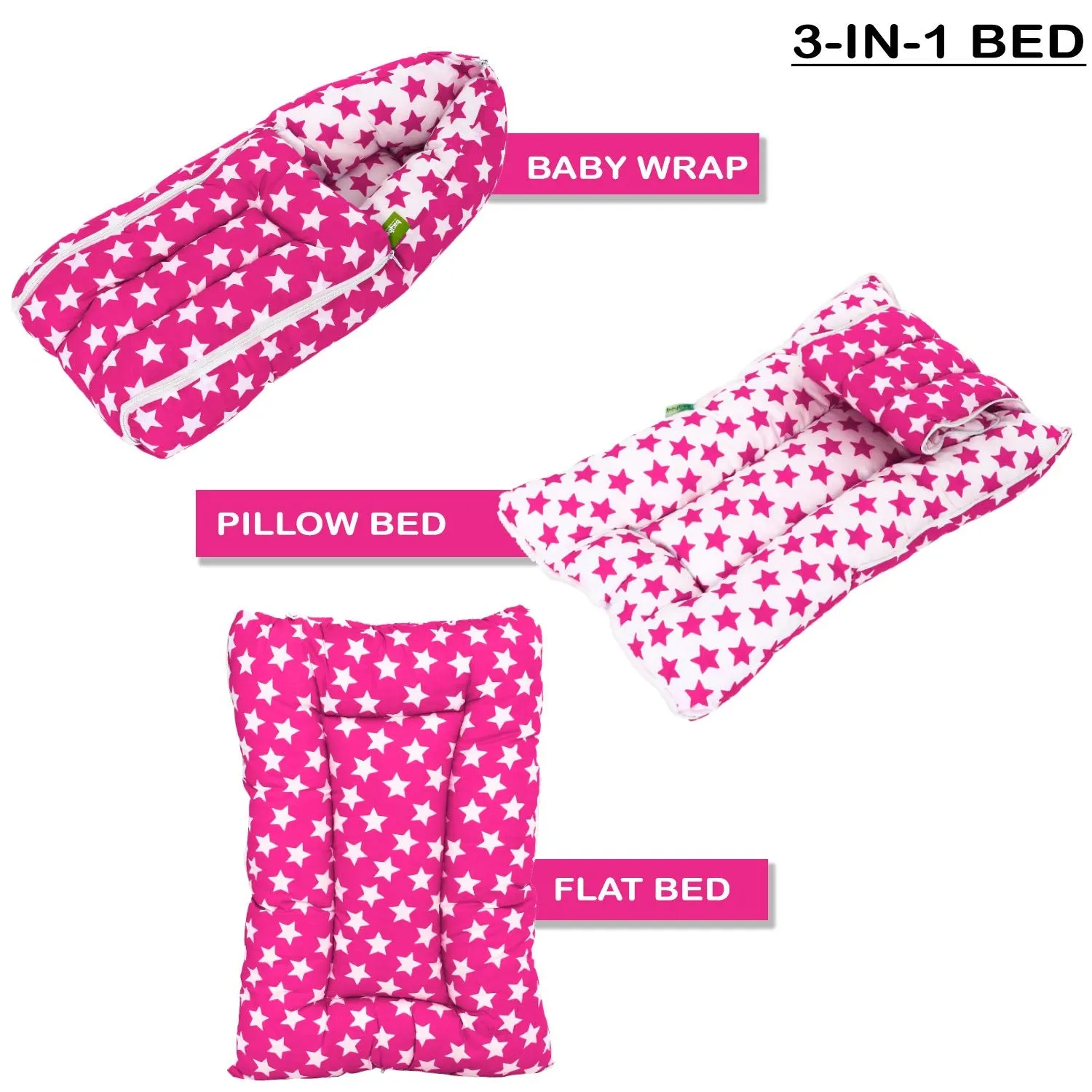BAYBEE Little Star 3 in 1 Baby Cotton Bed Cum Carry Bed Printed Comfo Baby Sleeping Bag-Baby Bed-Infant Portable Bassinet
