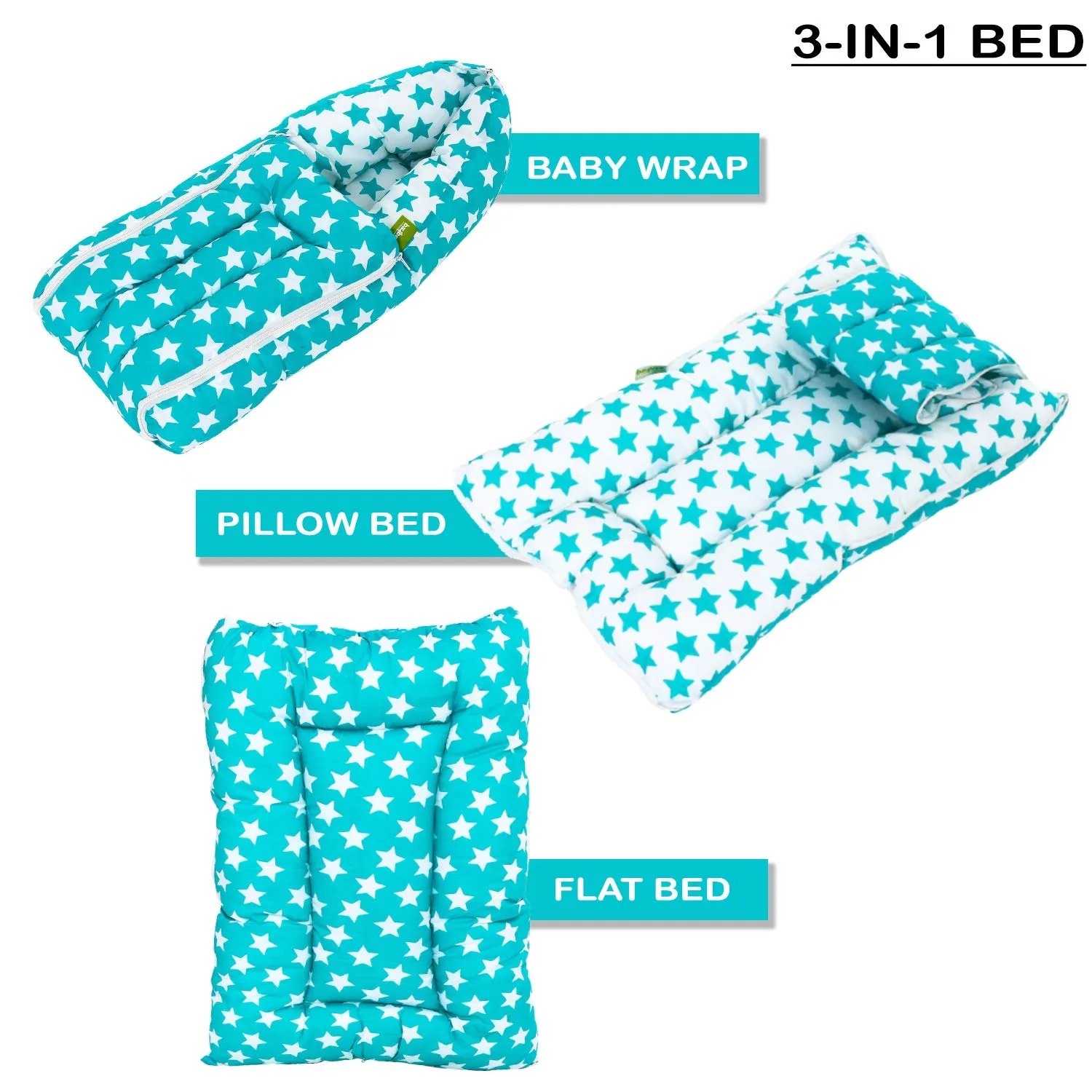 BAYBEE Little Star 3 in 1 Baby Cotton Bed Cum Carry Bed Printed Comfo Baby Sleeping Bag-Baby Bed-Infant Portable Bassinet