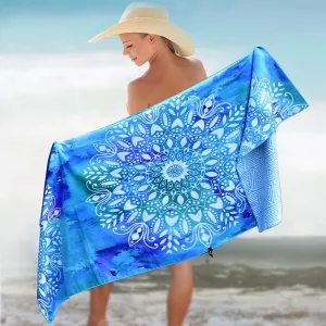 Beach Towel - Mandala Blue (63x31 inches)