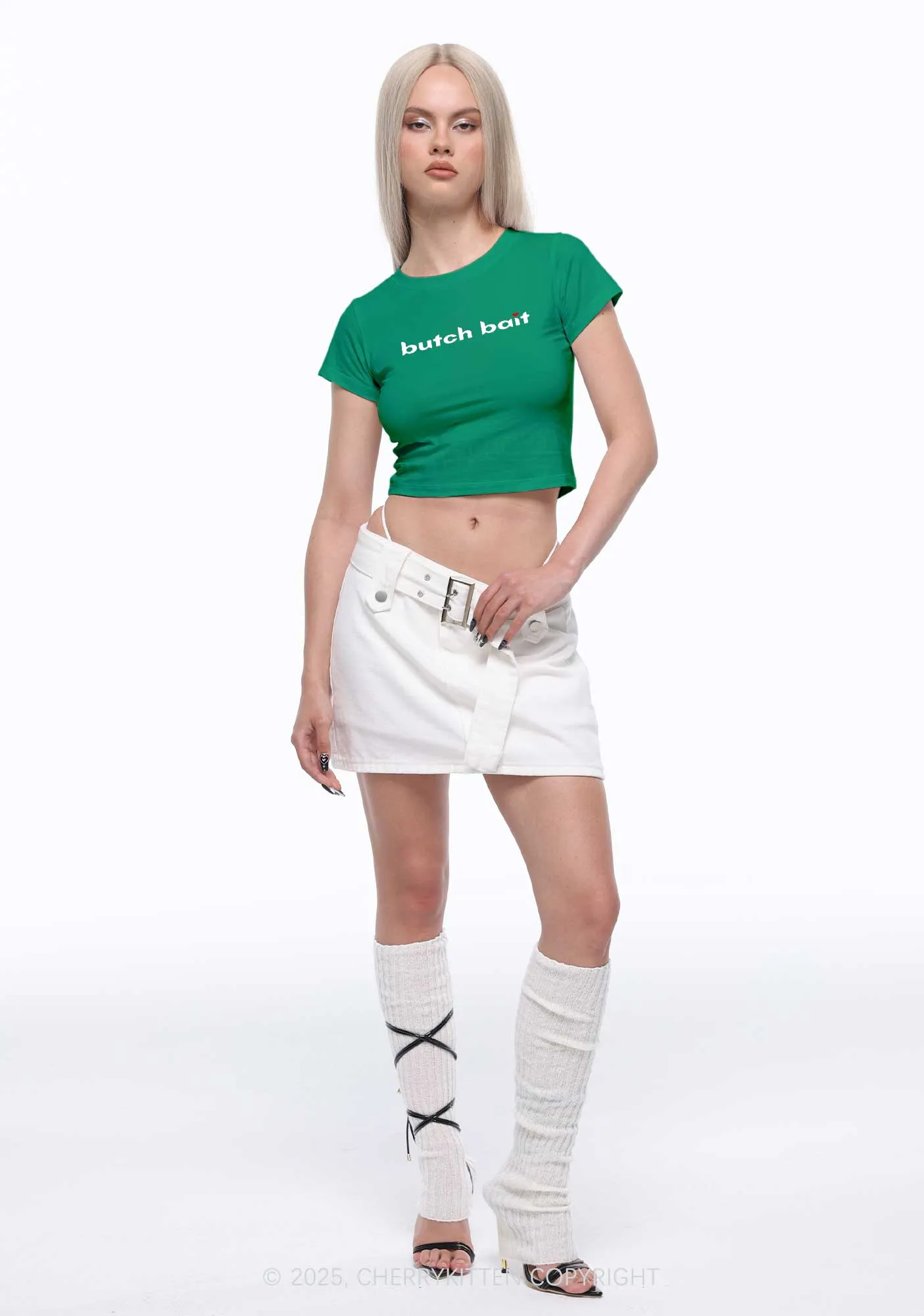 Butch Bait Heart Y2K Baby Tee Cherrykitten