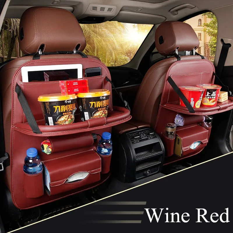 Car Backseat Organizer With Fold-Out Tray