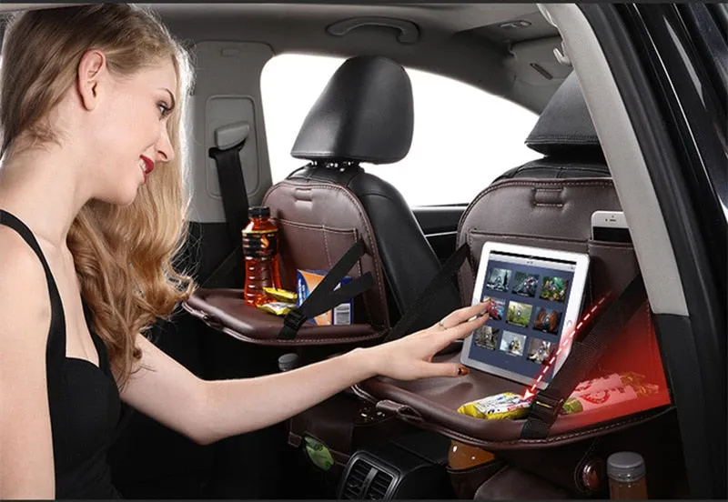 Car Backseat Organizer With Fold-Out Tray