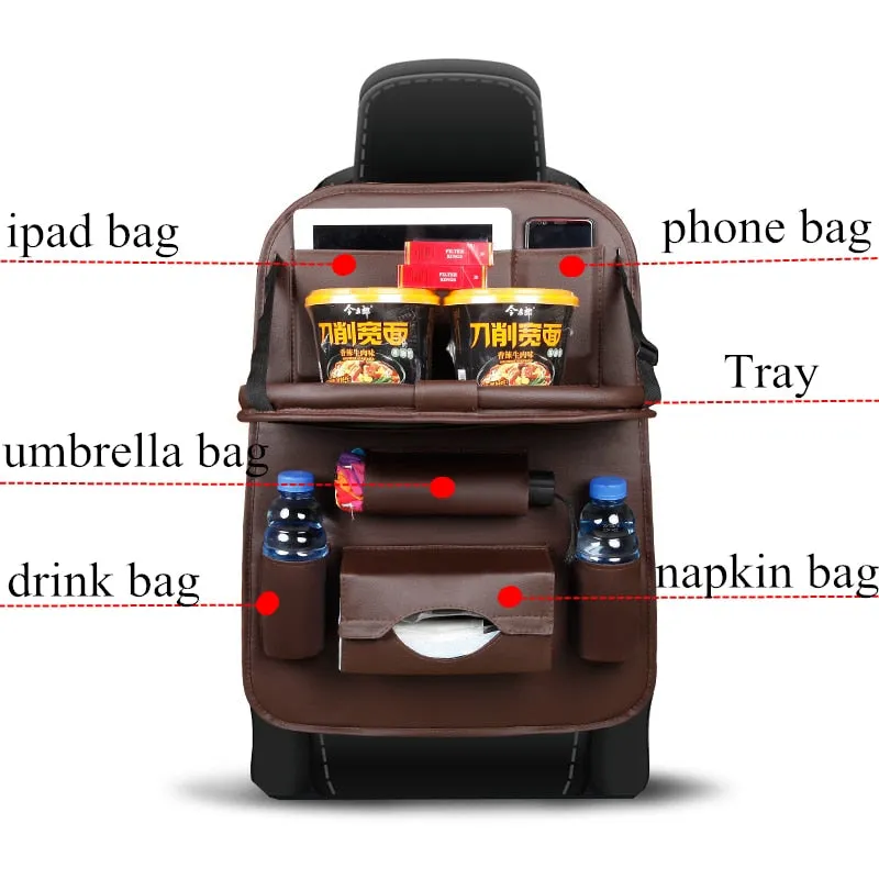 Car Backseat Organizer With Fold-Out Tray