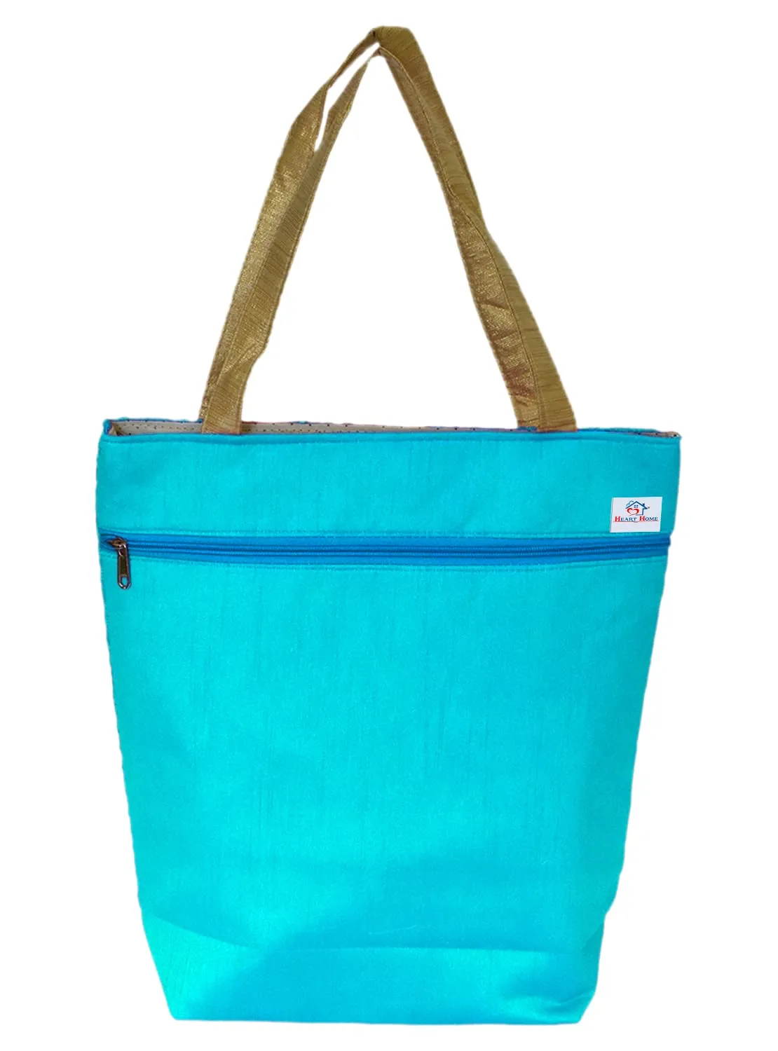 Heart Home Embroidery Polyester Shoulder Bag/Tote Bag/Handbag for Women & Girls with Carrying Handle- Pack of 2 (Blue)-50HH01153