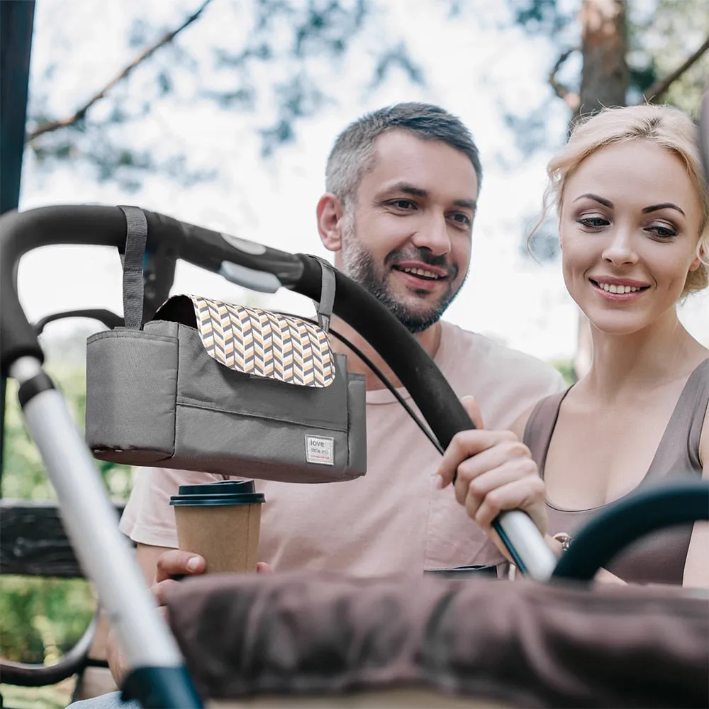 High Capacity Stroller Organizer:Universal Baby Stroller Organizer effectively helps you to reduce clutter from handheld items.