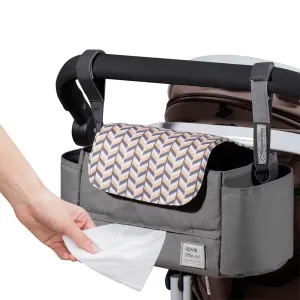 High Capacity Stroller Organizer:Universal Baby Stroller Organizer effectively helps you to reduce clutter from handheld items.