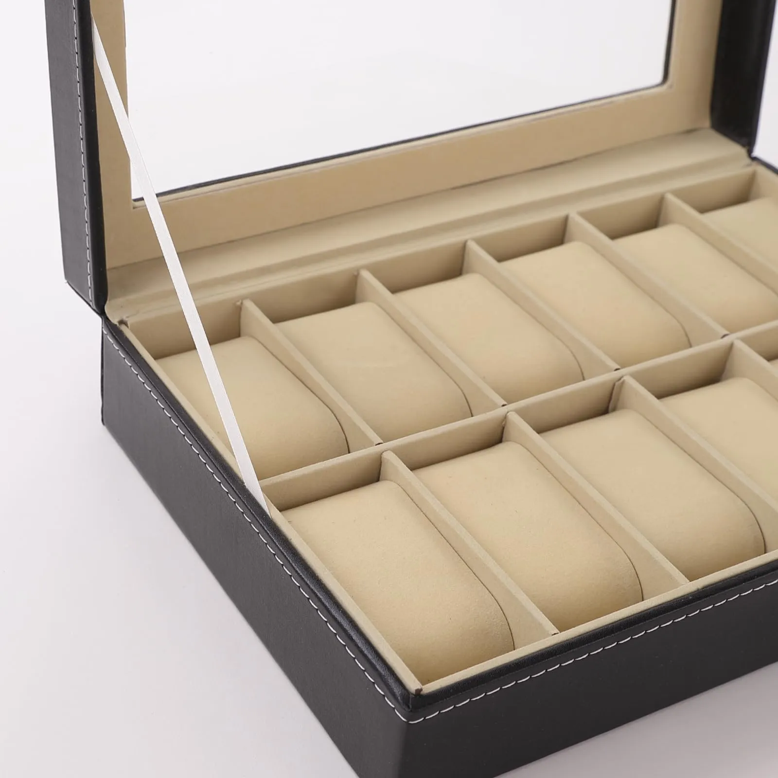 Kuber Industries 12 Slots Watch Organizer|Watch Storage Box For Men & Women|Secure Closer|Wrist Watch Display BoxBlack|