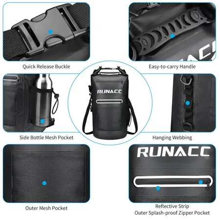 New RUNACC 12L Waterproof Dry Bag Roll Top Dry Compression Sack for Rafting, Kayaking, Camping, Beach and Boating with Waterproof Phone Case