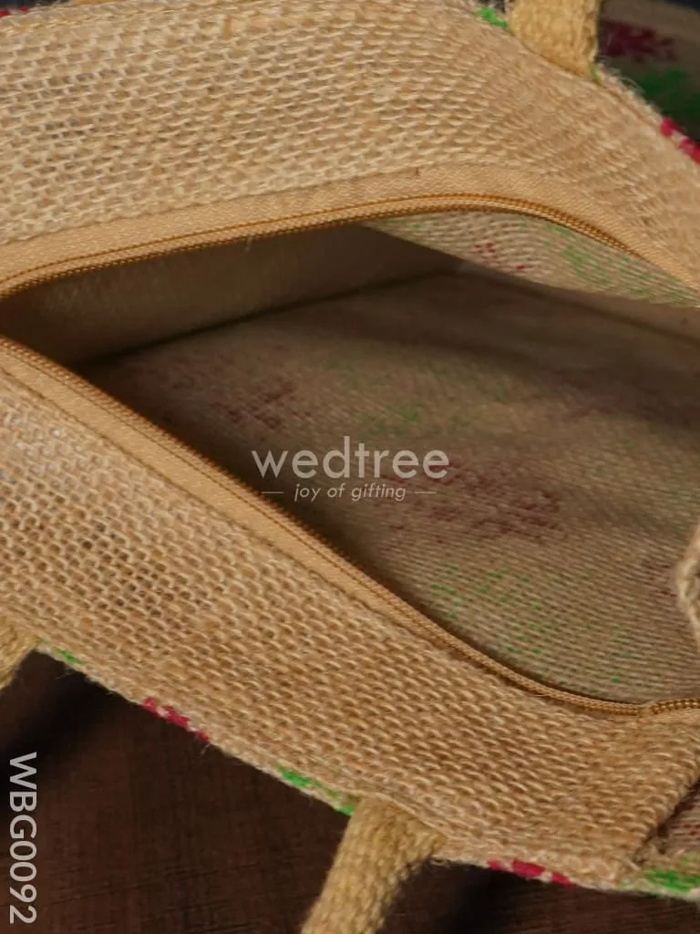 Printed Jute Bag with Zipper - WBG0092