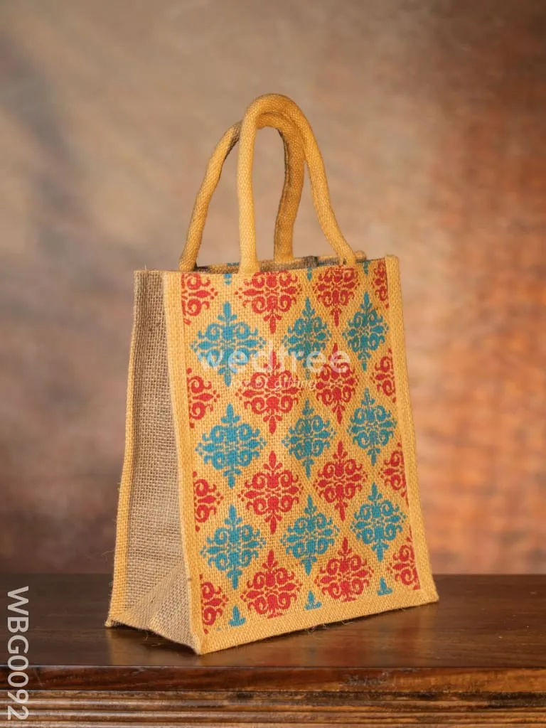 Printed Jute Bag with Zipper - WBG0092