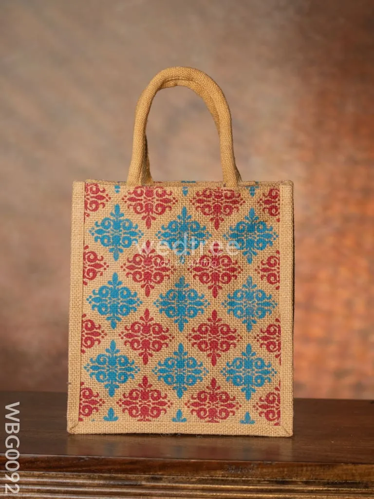 Printed Jute Bag with Zipper - WBG0092