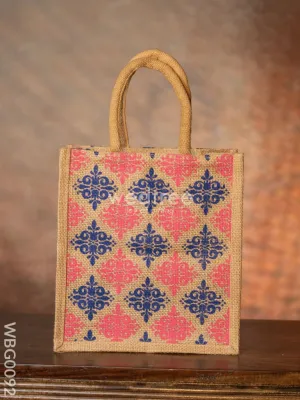Printed Jute Bag with Zipper - WBG0092