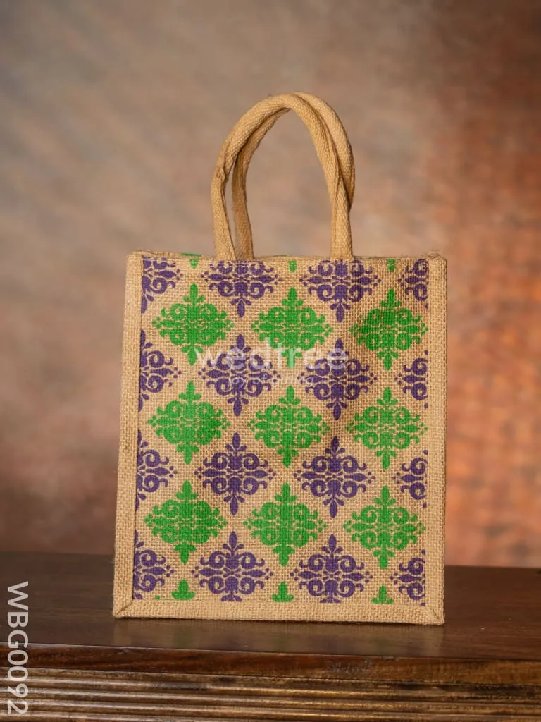 Printed Jute Bag with Zipper - WBG0092