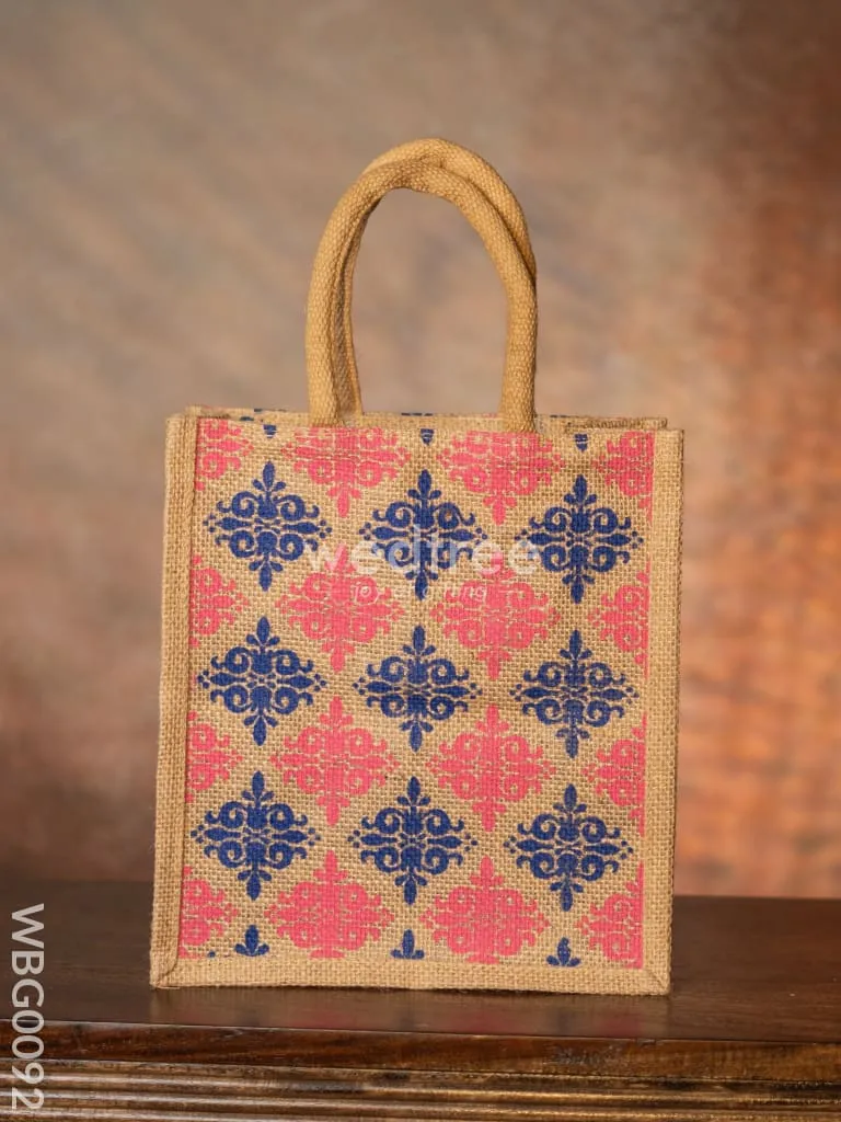 Printed Jute Bag with Zipper - WBG0092