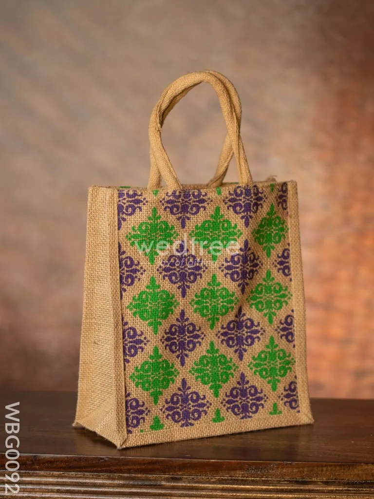 Printed Jute Bag with Zipper - WBG0092