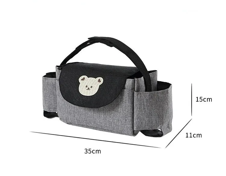 Stroller Diaper Bag | Cute Adjustable Organizer with Bottle Holder