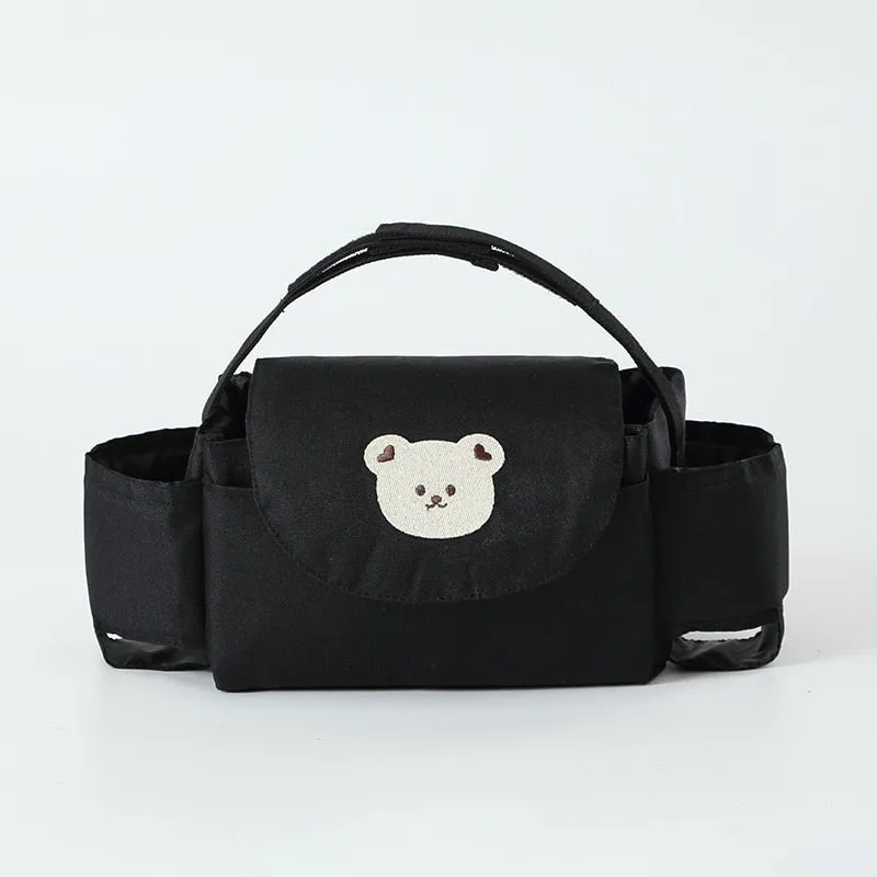Stroller Diaper Bag | Cute Adjustable Organizer with Bottle Holder