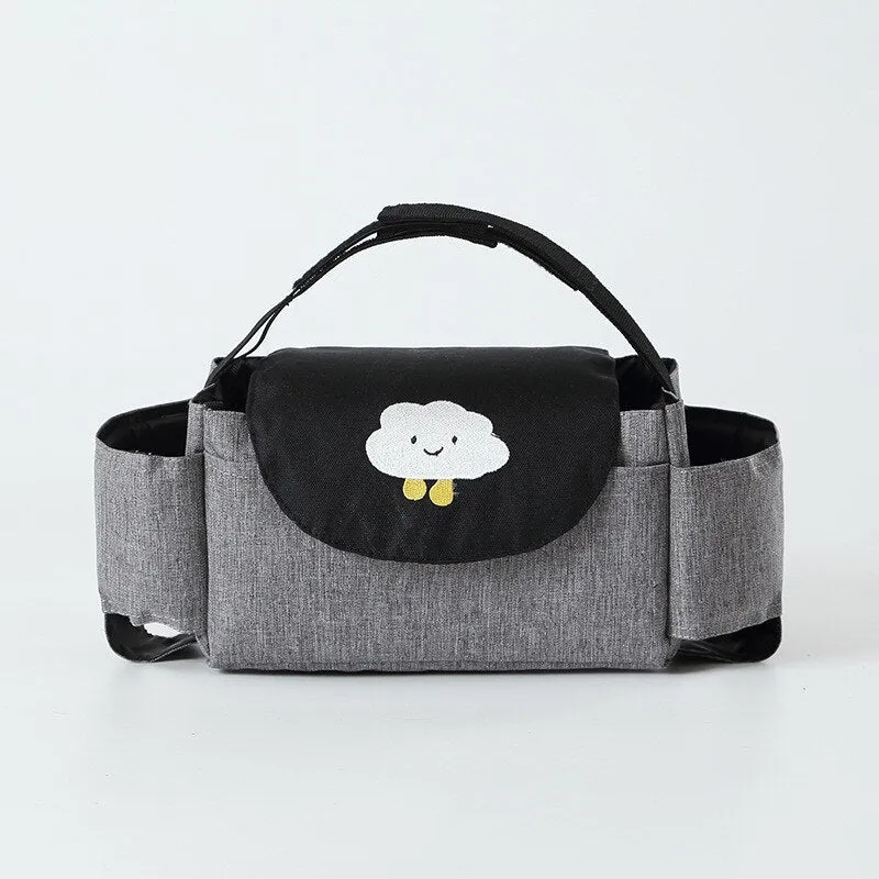 Stroller Diaper Bag | Cute Adjustable Organizer with Bottle Holder