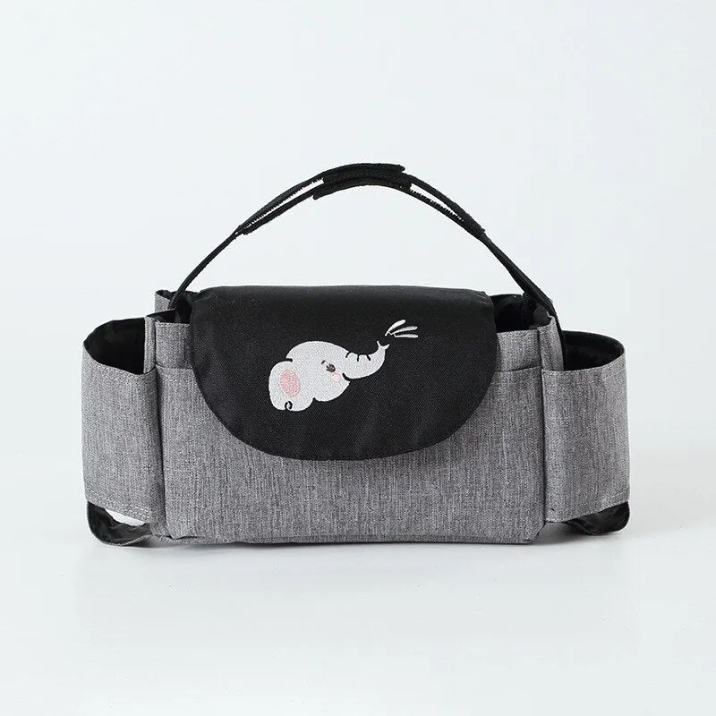 Stroller Diaper Bag | Cute Adjustable Organizer with Bottle Holder