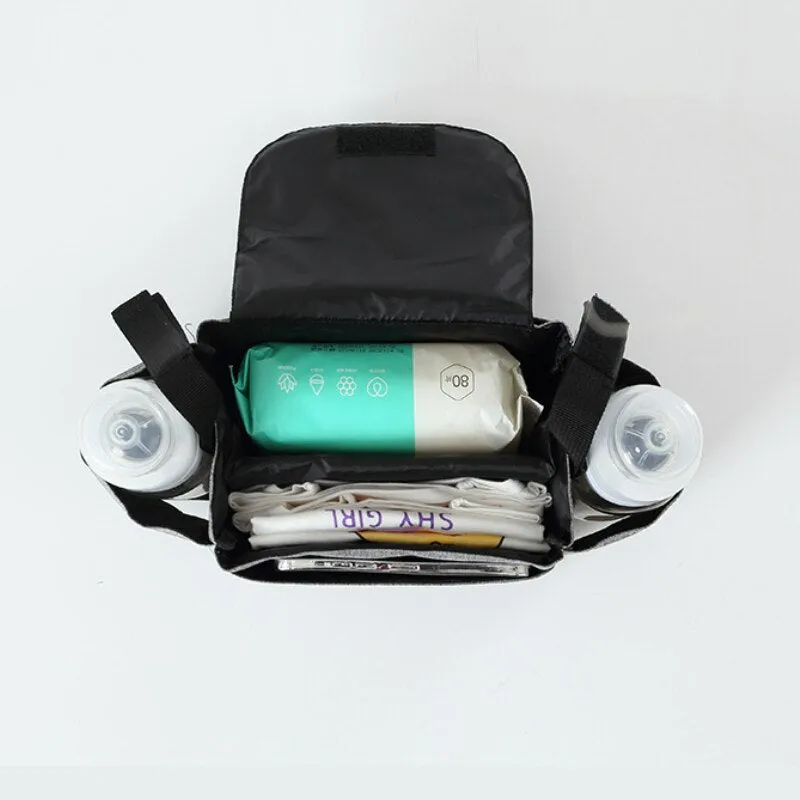 Stroller Diaper Bag | Cute Adjustable Organizer with Bottle Holder