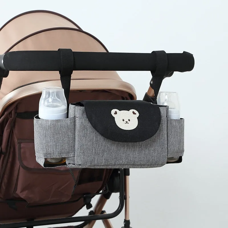 Stroller Diaper Bag | Cute Adjustable Organizer with Bottle Holder