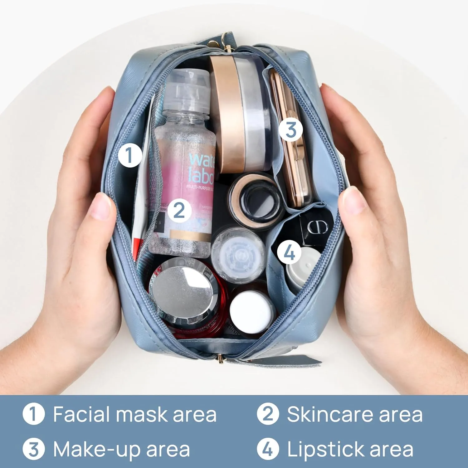 Topwey Makeup Bag, Travel Essentials Cosmetic Bags for Women, Waterproof Portable Pouch travel toiletry bag with Divider (darkcyan, Small)