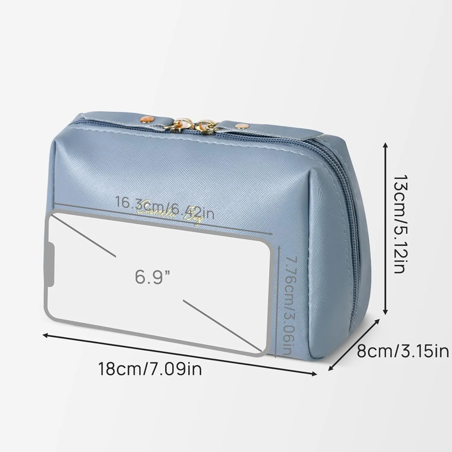 Topwey Makeup Bag, Travel Essentials Cosmetic Bags for Women, Waterproof Portable Pouch travel toiletry bag with Divider (darkcyan, Small)