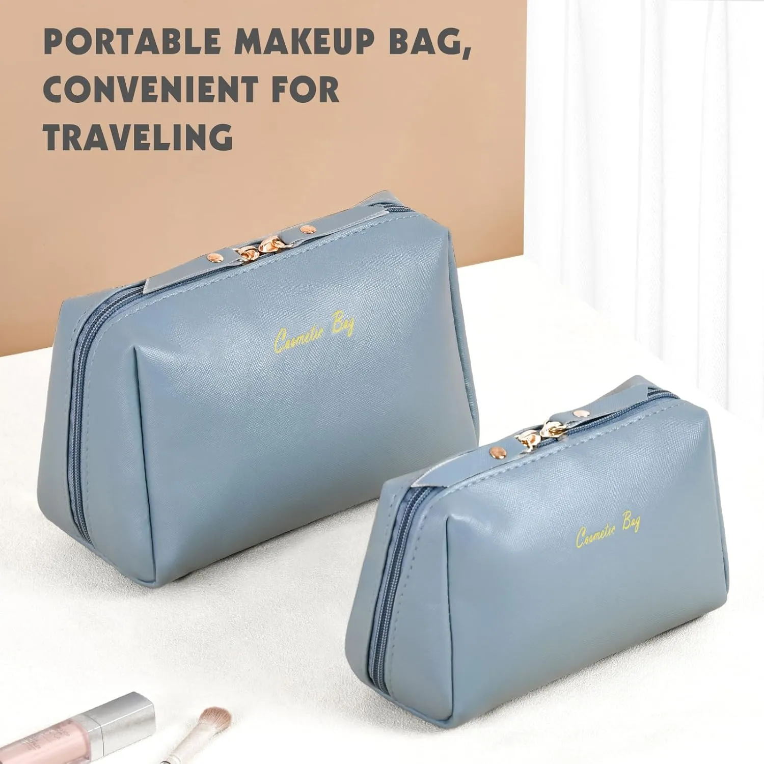 Topwey Makeup Bag, Travel Essentials Cosmetic Bags for Women, Waterproof Portable Pouch travel toiletry bag with Divider (darkcyan, Small)