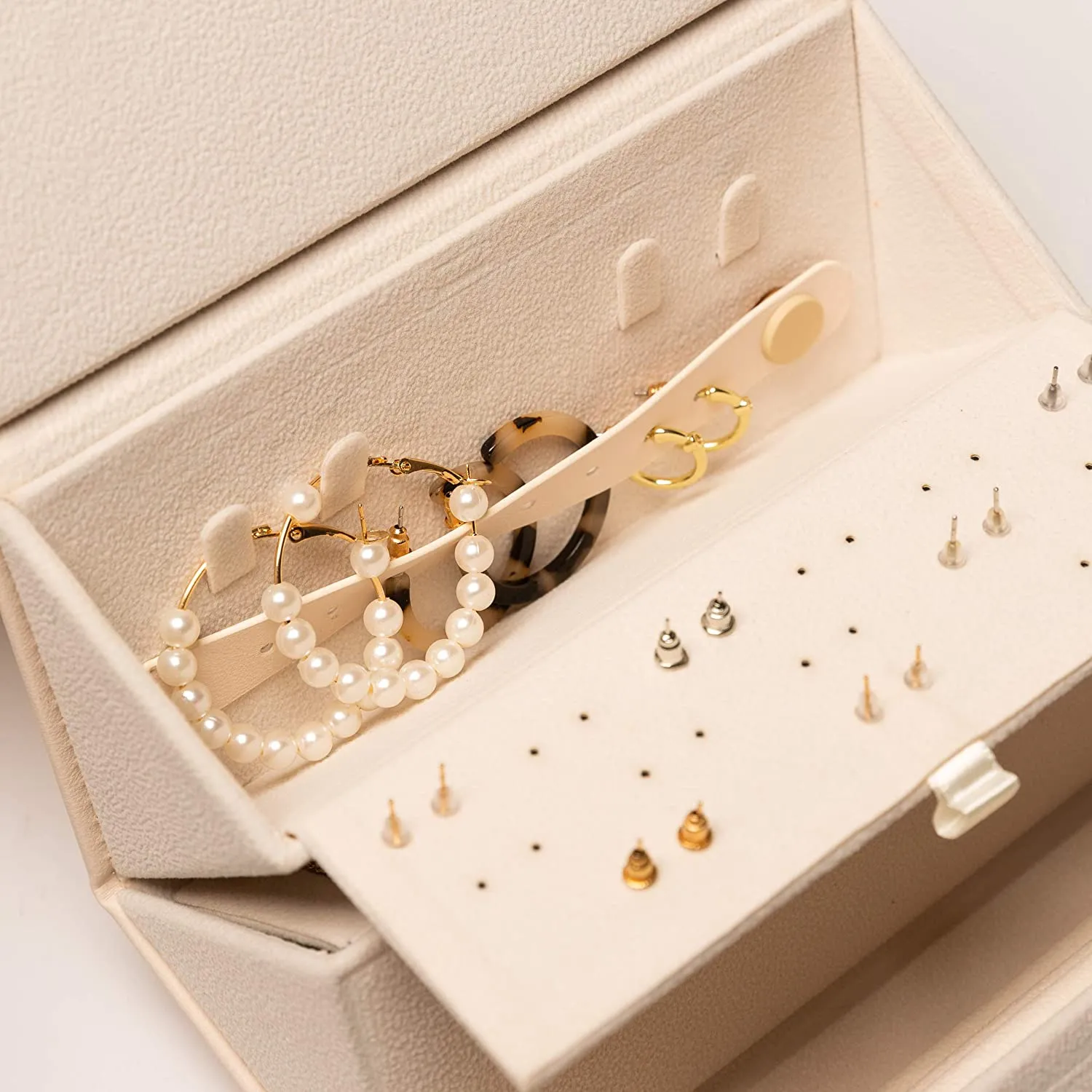 Travel Jewelry Organizer Jewelry Box- Beige