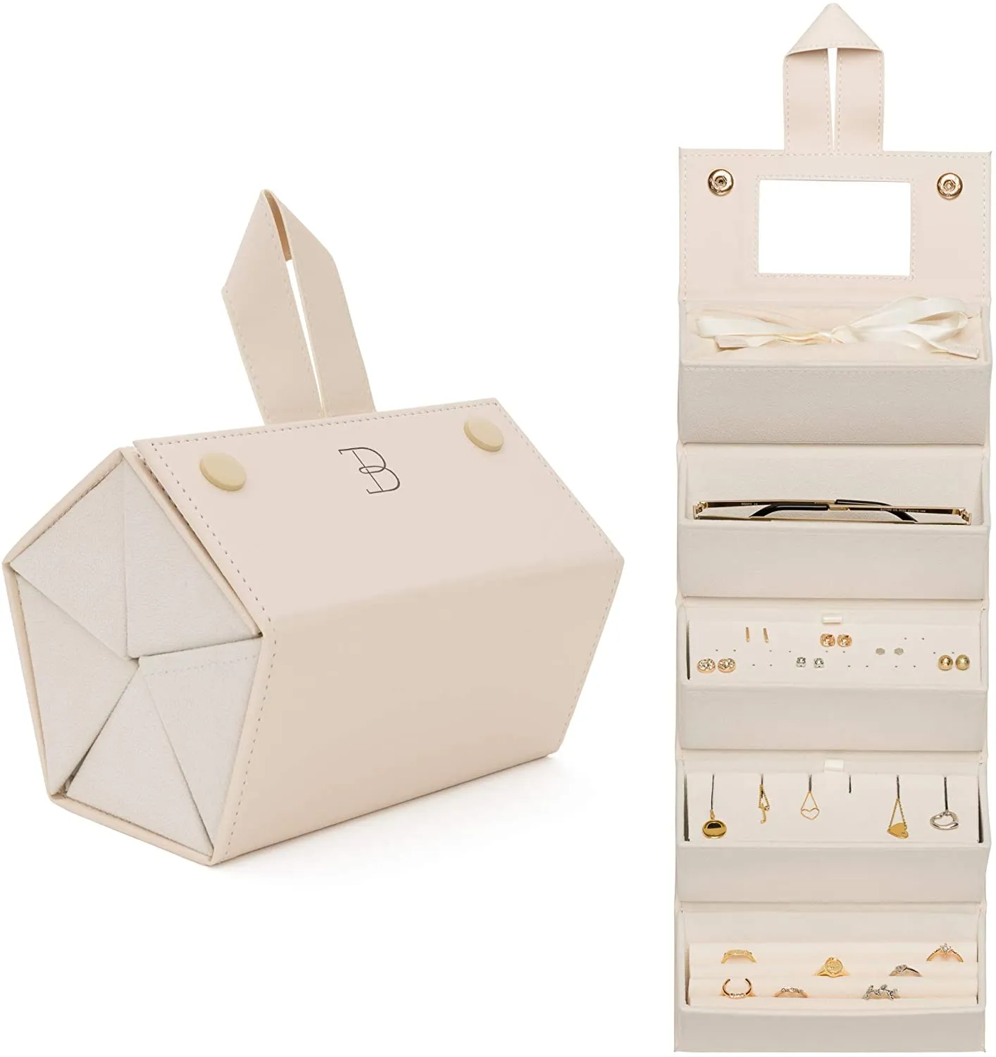 Travel Jewelry Organizer Jewelry Box- Beige