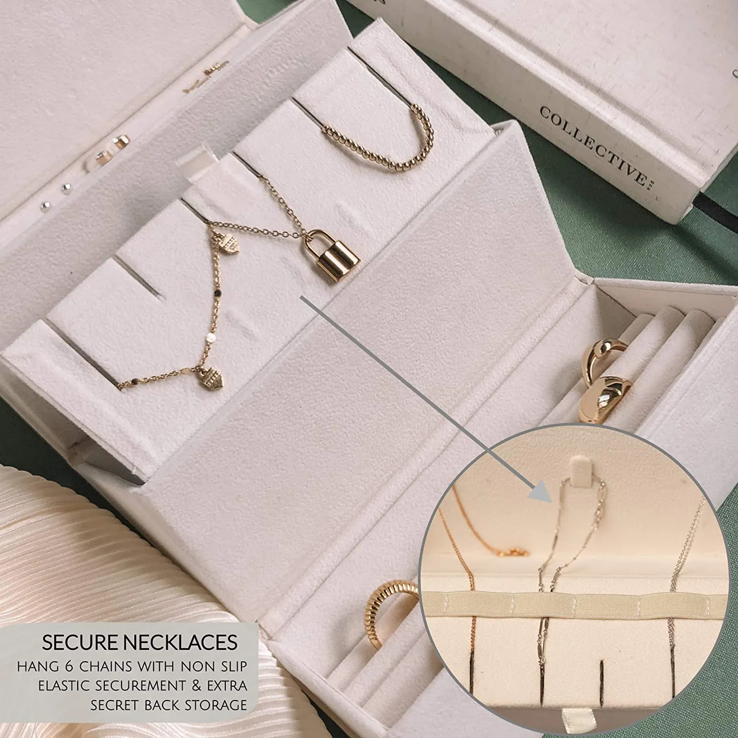 Travel Jewelry Organizer Jewelry Box- Beige