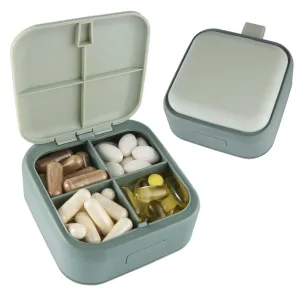Travel Medicine Pill Organizer Small Pill Box Mini Pill Case 4 Deep Compartments