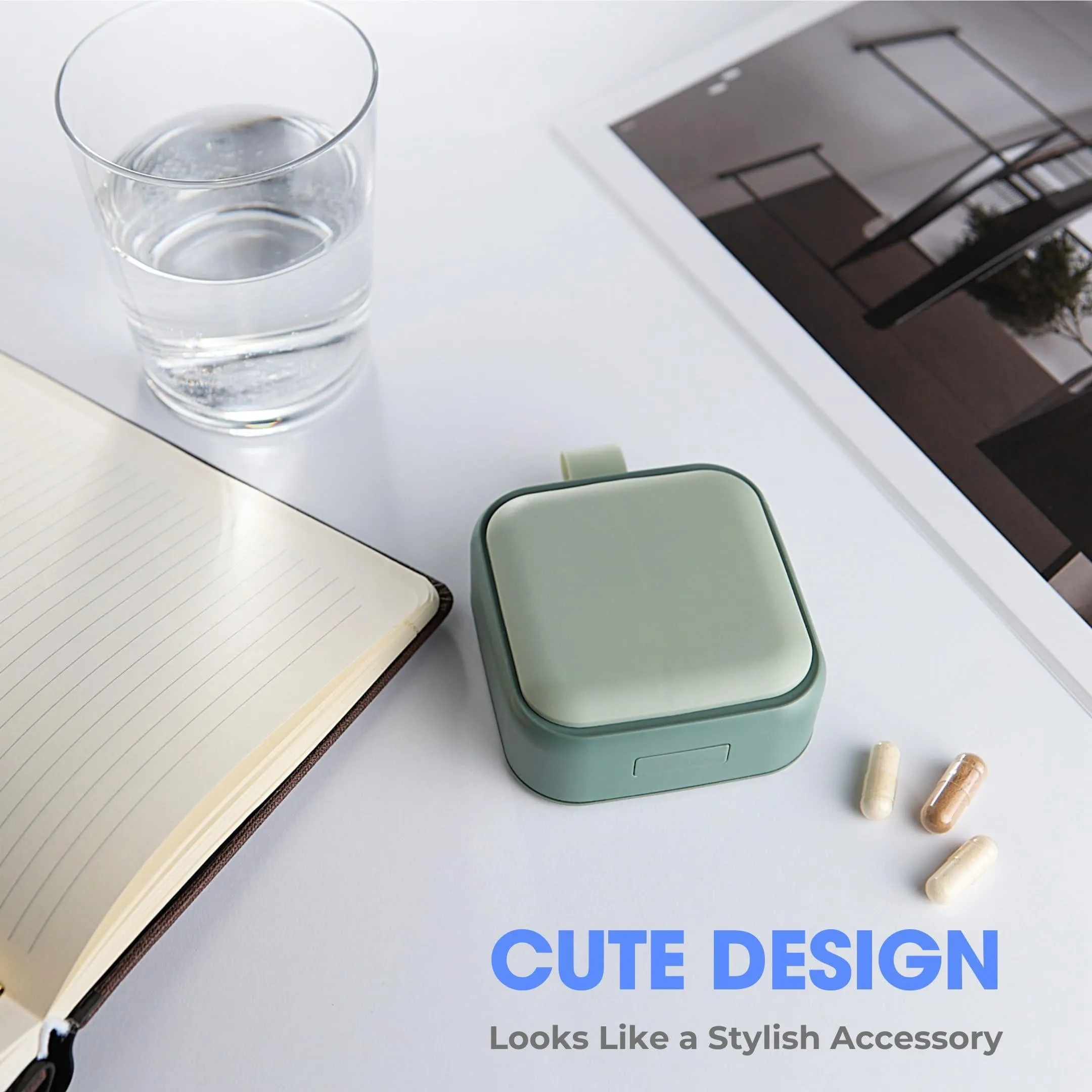 Travel Medicine Pill Organizer Small Pill Box Mini Pill Case 4 Deep Compartments