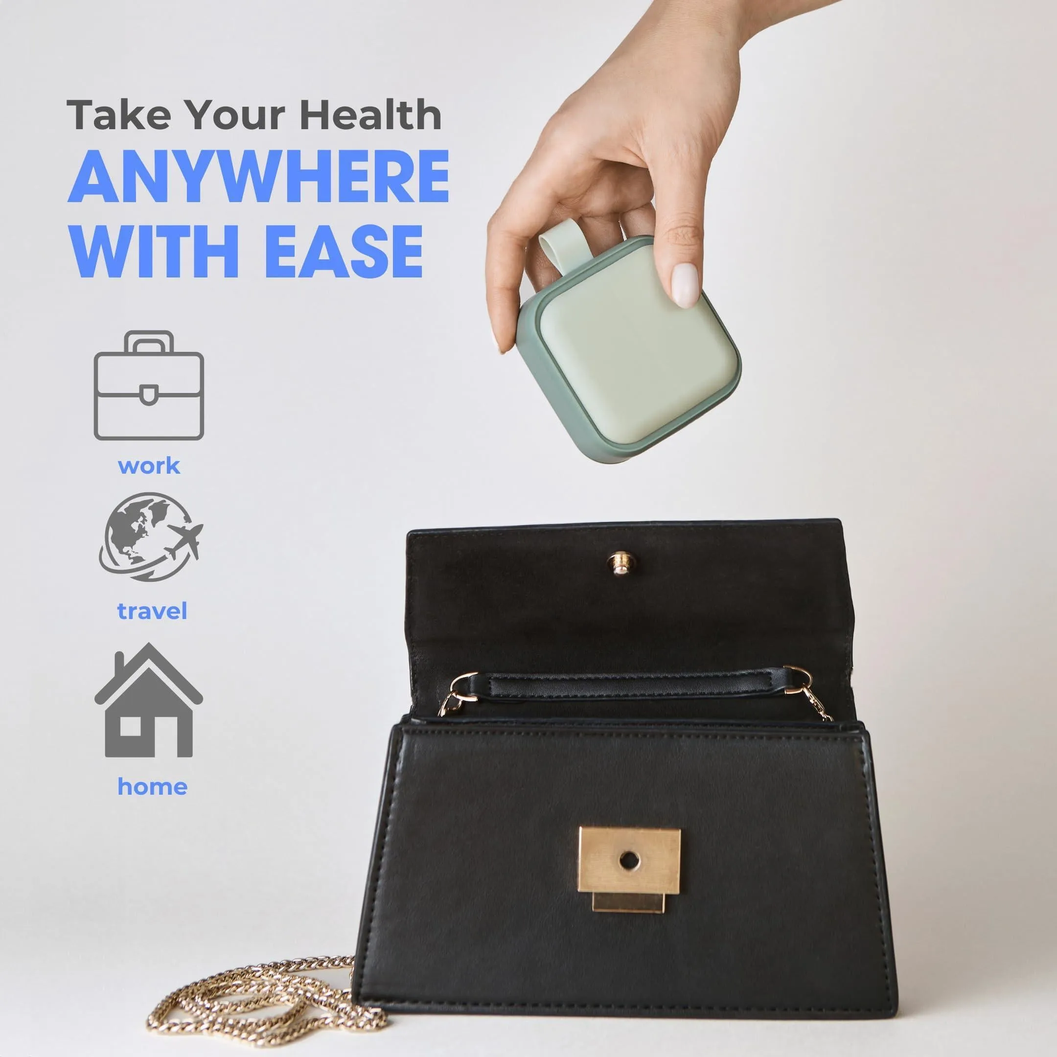 Travel Medicine Pill Organizer Small Pill Box Mini Pill Case 4 Deep Compartments
